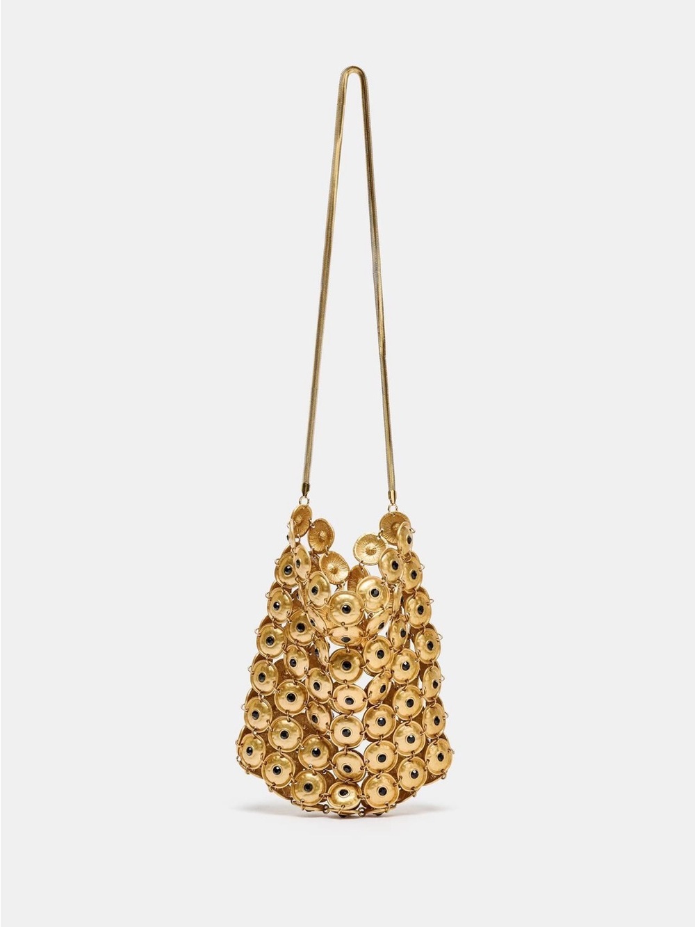 ZARA Metal Appliqué Bucket Bag Gold Statement Shoulder Bag 6669/610/253 New